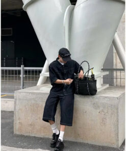 Set Quần Áo Denim GODMOTHER 2025 Đồ Bộ Nam Denim (Áo + Quần) Cộc Tay Form Rộng Trẻ Trung Cao Cấp